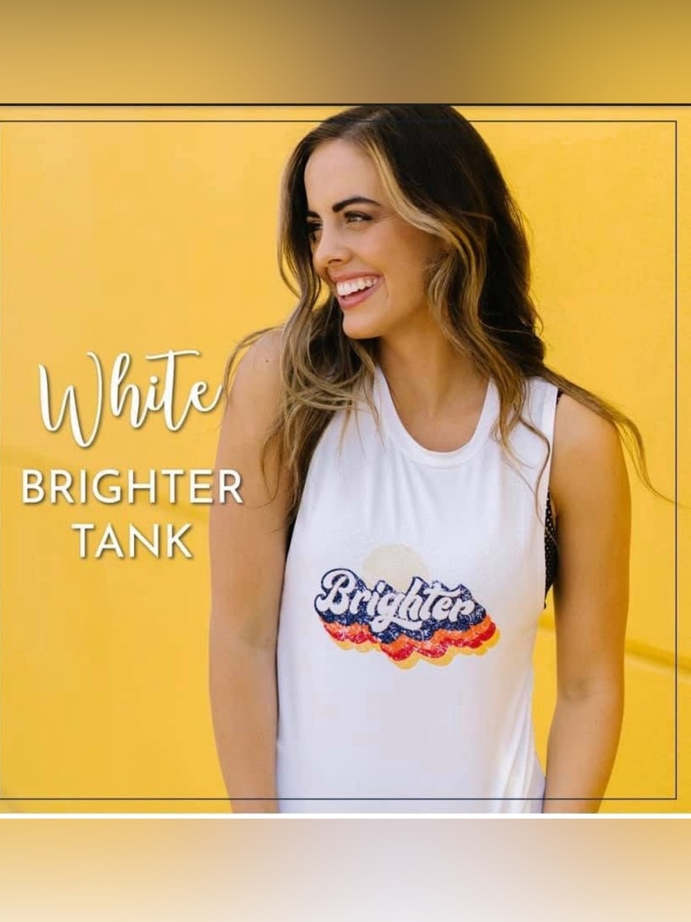 🌙ZYIA White 'Brighter' Graphic Tank